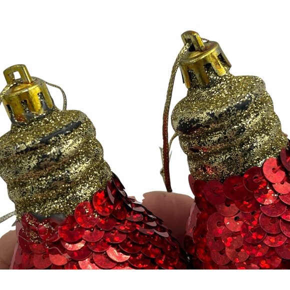 Lot of 8 Sequin Christmas Light Bulb Shape Ornament Colorful Shiny Festive Decor - Picture 9 of 10